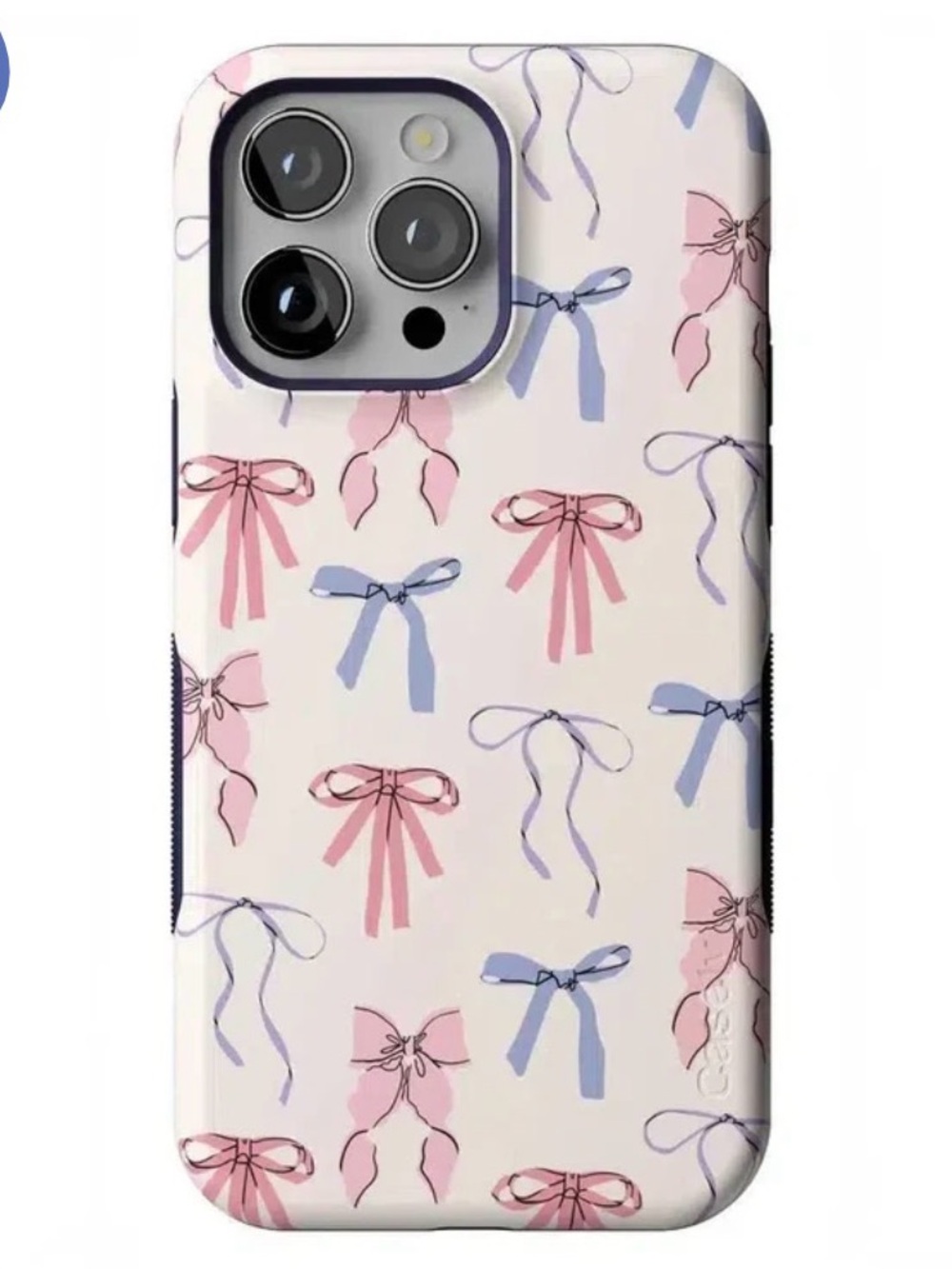 Floral Bow Pattern Phone Case - White with Pink & Blue Bows